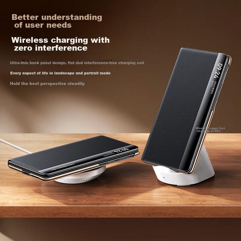 Wrist Strap Stand Full Lens ProtectionHuawei Mate X6 Phone Case,, Central Axis Magnetic Flip Cover, Shockproof, Leather, Ultra-Thin,