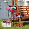 2Pcs Weather-resistant Outdoor Iron Art Flowers Rustproof Floral Sculpture  Outdoor Decor