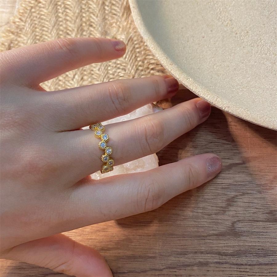 Japanese and Korean zircon ring, personalized simple opening adjustable ring