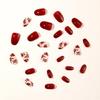 24Pcs Short Almond Press on Nail with Floral Designs Full Cover Stick on Nail Fashion Nail Art for Spring and Summer