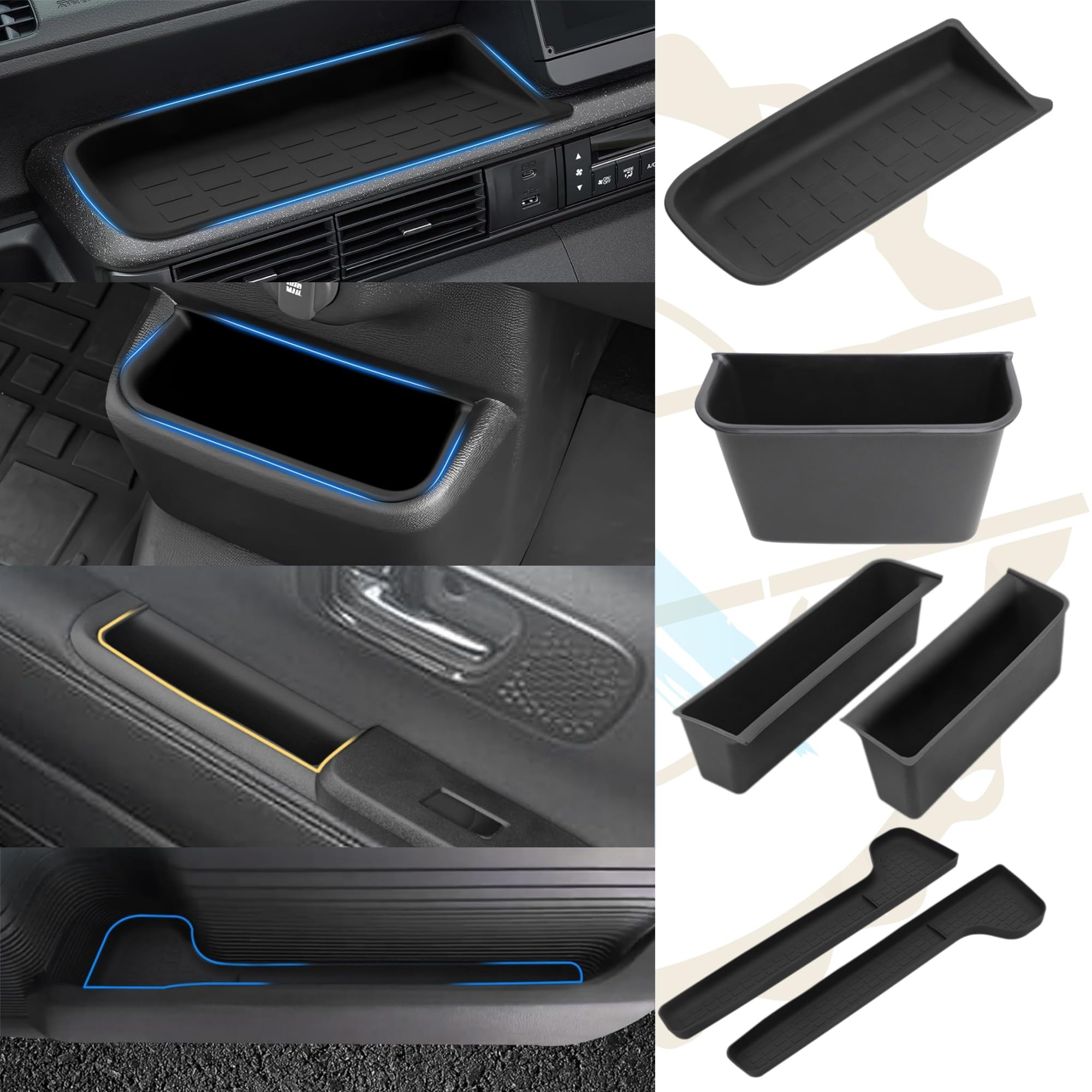 

DodoxDIY Compatible with New Custom Console Storage Box Passenger Seat Open Tray Mat Door Storage Box Mat Door Side Storage Interior Parts for Models чёрный