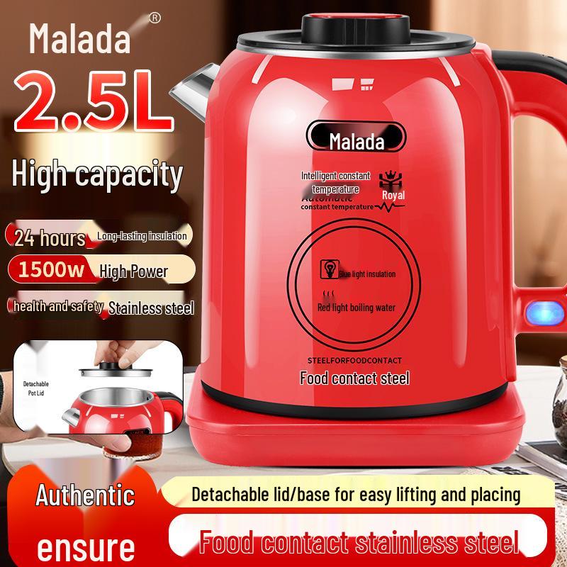 

Wanlida Red Stainless Steel Smart Electric Kettle with Double-Layer Anti-Scald Insulation and Constant Temperature Control.