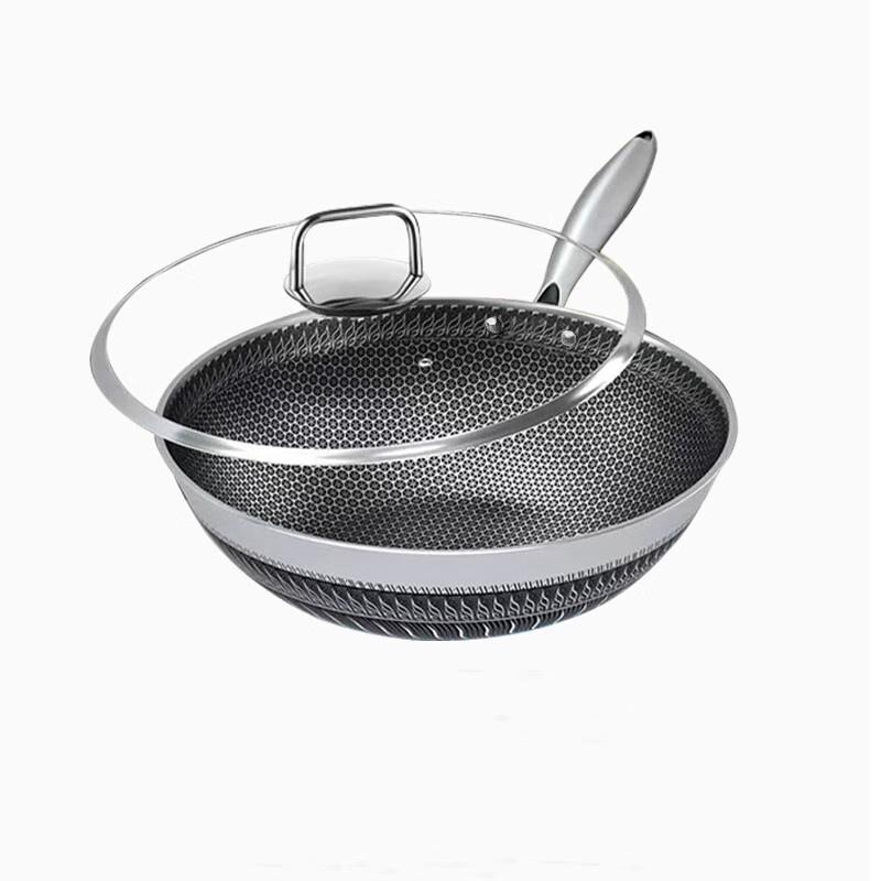 Shangheng Stainless Steel Honeycomb Wok with Lid