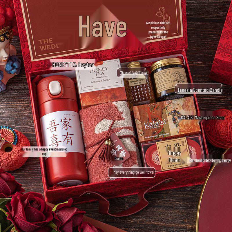 Freudiges Hochzeitsgastgeschenk-Set: Elegante Handtaschen-Geschenkbox für Brautjungfern und weibliche Gäste