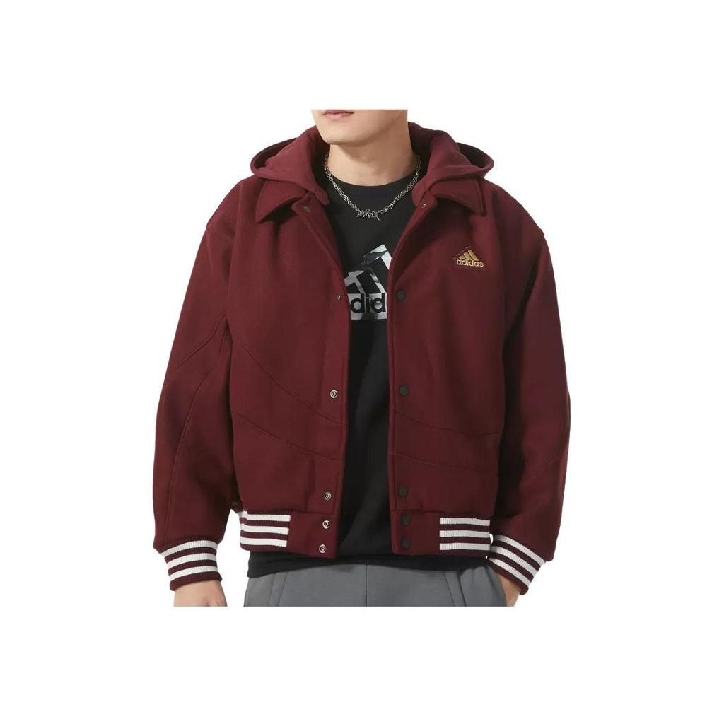 Adidas Drachenstickerei Lässige lockere Kapuzenjacke Herren Oberbekleidung Burgunder IT0210