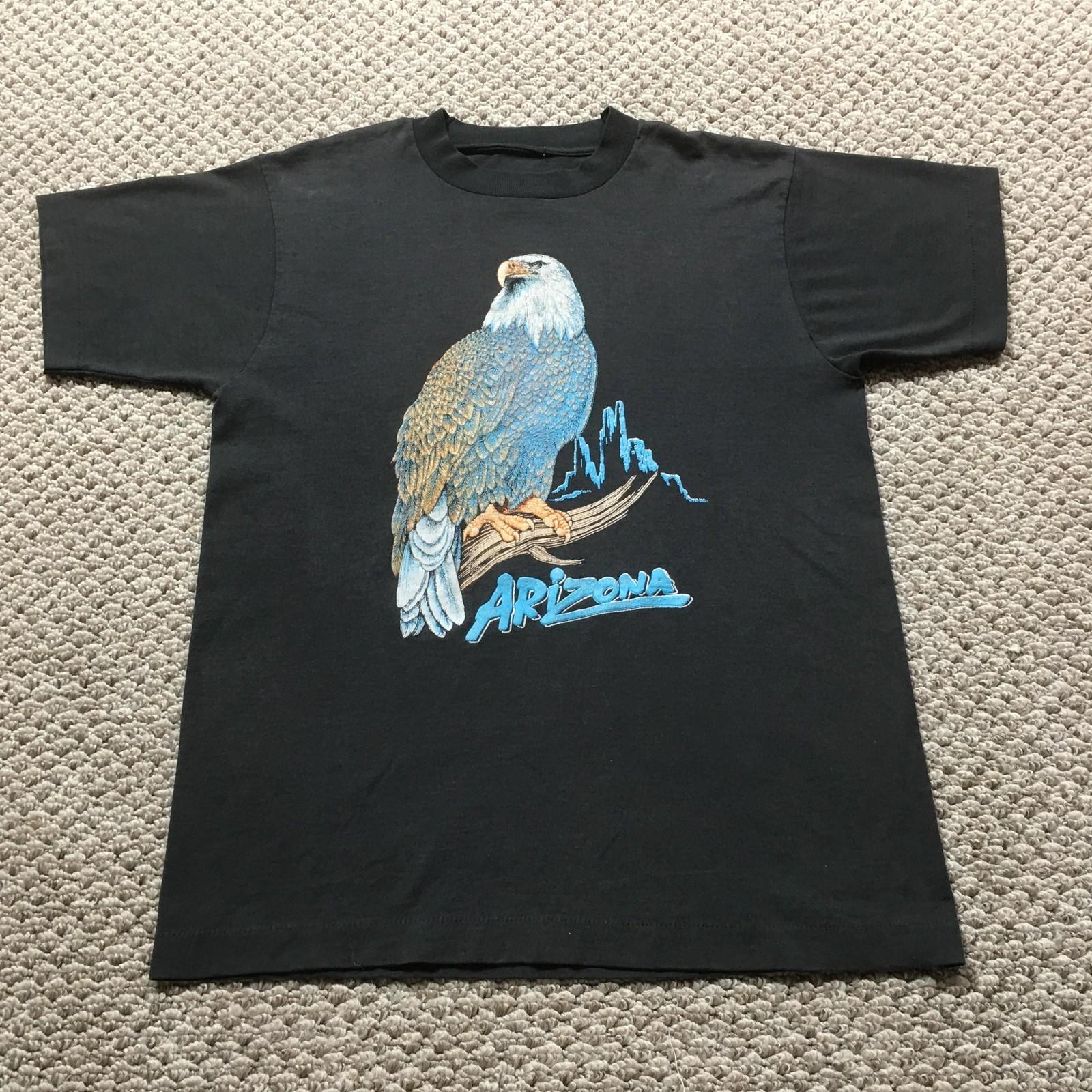 Vintage 80s Mens Medium Black Eagle Single Stitch Distressed Thin Unisex T-Shirt XXXXL