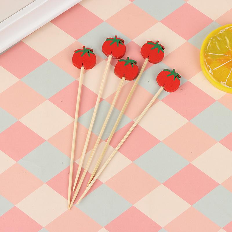 100 Adet Karışık Meyve Domates Çöpü Cupcake Meyve Çatalı Tatlı Salata Kokteyl Çubukları