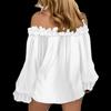 Shirt Women off Shoulder Top off-Shoulder Long Sleeves Shirt Loose Plus Size Tops Women