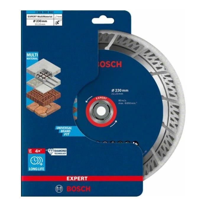 Disque à tronçonner diamanté - BOSCH - 2608900663 - 230x2,4x15mm - MultiMaterial - Longévité élevée
