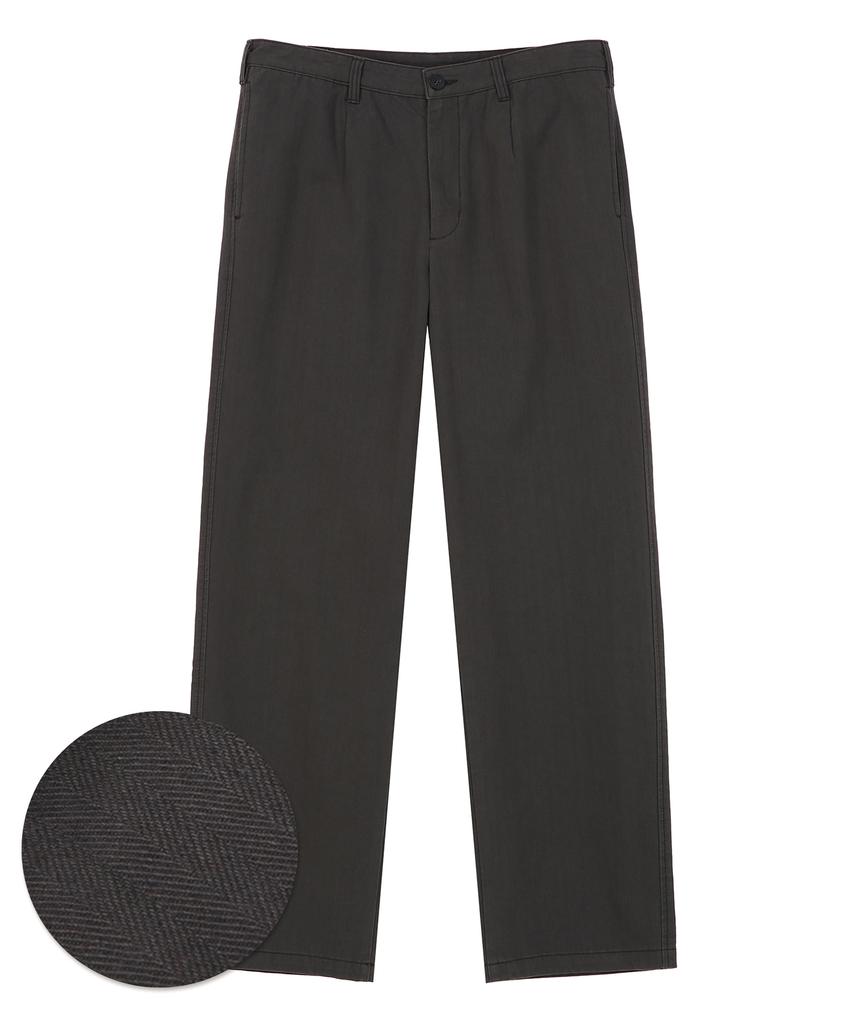 IL CORSO Herringbone Straight Chino Pants Charcoal Gray