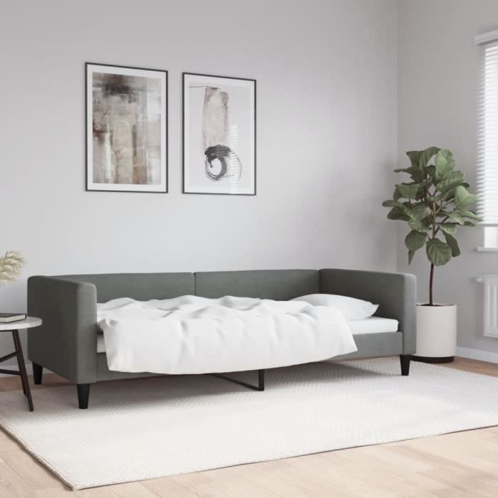 VidaXL Lit de jour gris foncé 90x200 cm tissu 353984