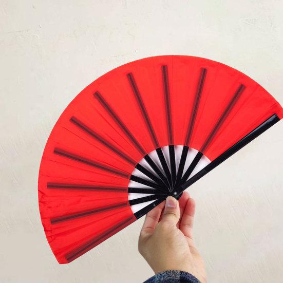 Chinese Folding Fan Solid Colour Comfortable Grip Smooth Opening Closing Tai Chi Fan Elegant Classical Dance Accessory