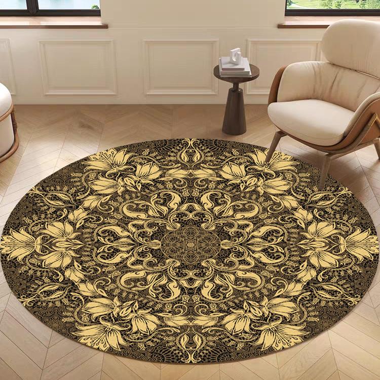 Bohemian Mandala Round Carpet Mat Rug Euro American Stained Glass Floral Medallion Colorful Home Decoration Living Room Bedroom