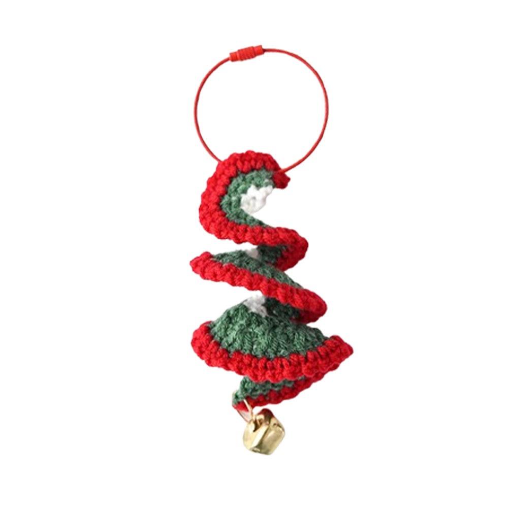 Yarn Weaving Christmas Hanging Ornament Handmade Knitted Cartoon Christmas Tree Bell Snowflake Bell Xmas Tree Pendant