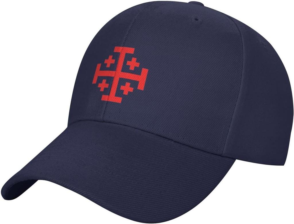 Jerusalem Cross Crusader Adjustable Baseball Cap Casual Cotton Dad Hat for Adults