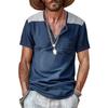 Men's Short-sleeved V-neck Button-up Large-sized T-shirt