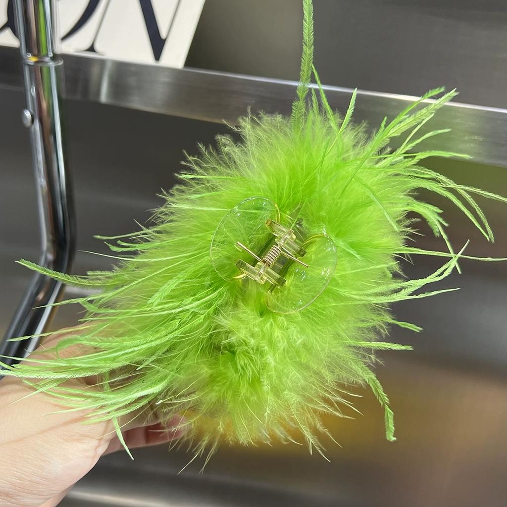 Pure desire ins wind ostrich feather hairpin back head coil hair grab clip headgear shark clip super fairy premium hair accessories