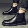 Autumn WinterNew Chelsea Men's Boots British Retro Style Solid-Color Anti-slip Soft Leather Men's Shoes Mid-top Ankle Boots