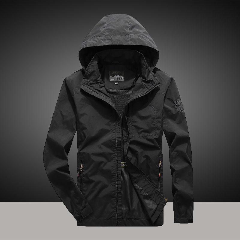 Spring and Autumn Thin Jacket Men's Outdoor Sports Casual Hooded Jacket Men's Mountaineering Suit Large Size Windbreaker Jacket