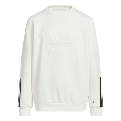 adidas Crew Neck Pullover Long Sleeve Sweatshirt Kids Tops White KB5097