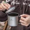 Ultra-Light Titanium Travel Mug With Lid Fixed Handle 360ml Single-Layer Outdoor Camping Cup Hiking Picnic Office