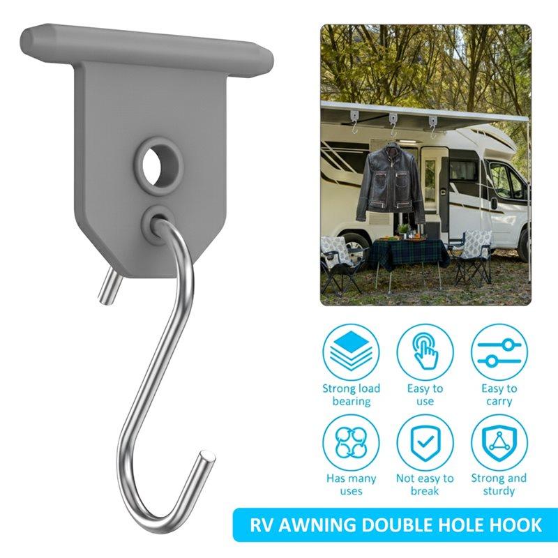 HHO-10Pcs For RV Camping Outdoor Camper Hanging Accessories Sturdy Metal Awning Hooks Party Light Hangers Hat Racks