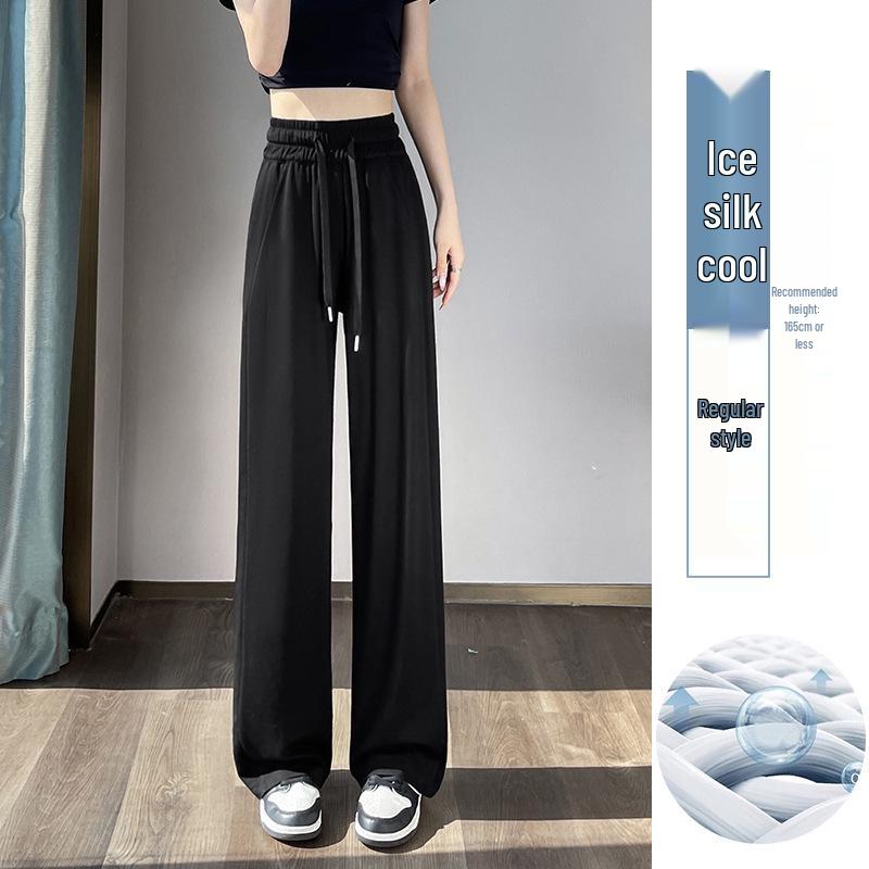 Women's Petite Velvet-Lined Wide-Leg Sweatpants, Straight-Leg Style, Height-Enhancing, 2025 Autumn/Winter Collection.