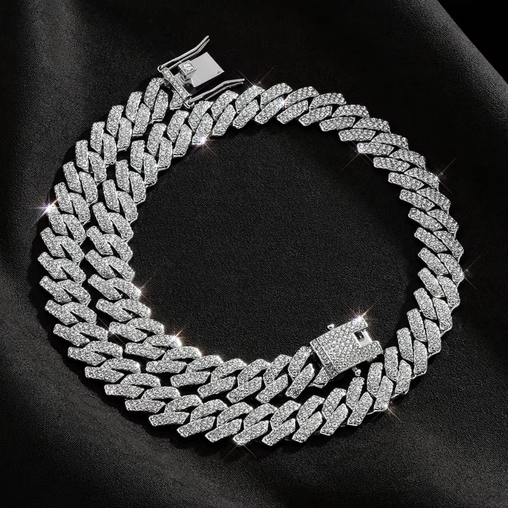 Mode Hip Hop Quadratisch 14MM Cuban Link Halskette Herren Goldfarbe Damen Strass Iced Out Cubanische Kette Punk Schmuck Halsketten Geschenk