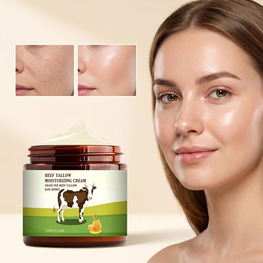 Rinderfett Honig Creme Intensive Feuchtigkeitssperre Schutzbarriere Gesichts Körpercreme Verbessert Elastizität Weiche Haut