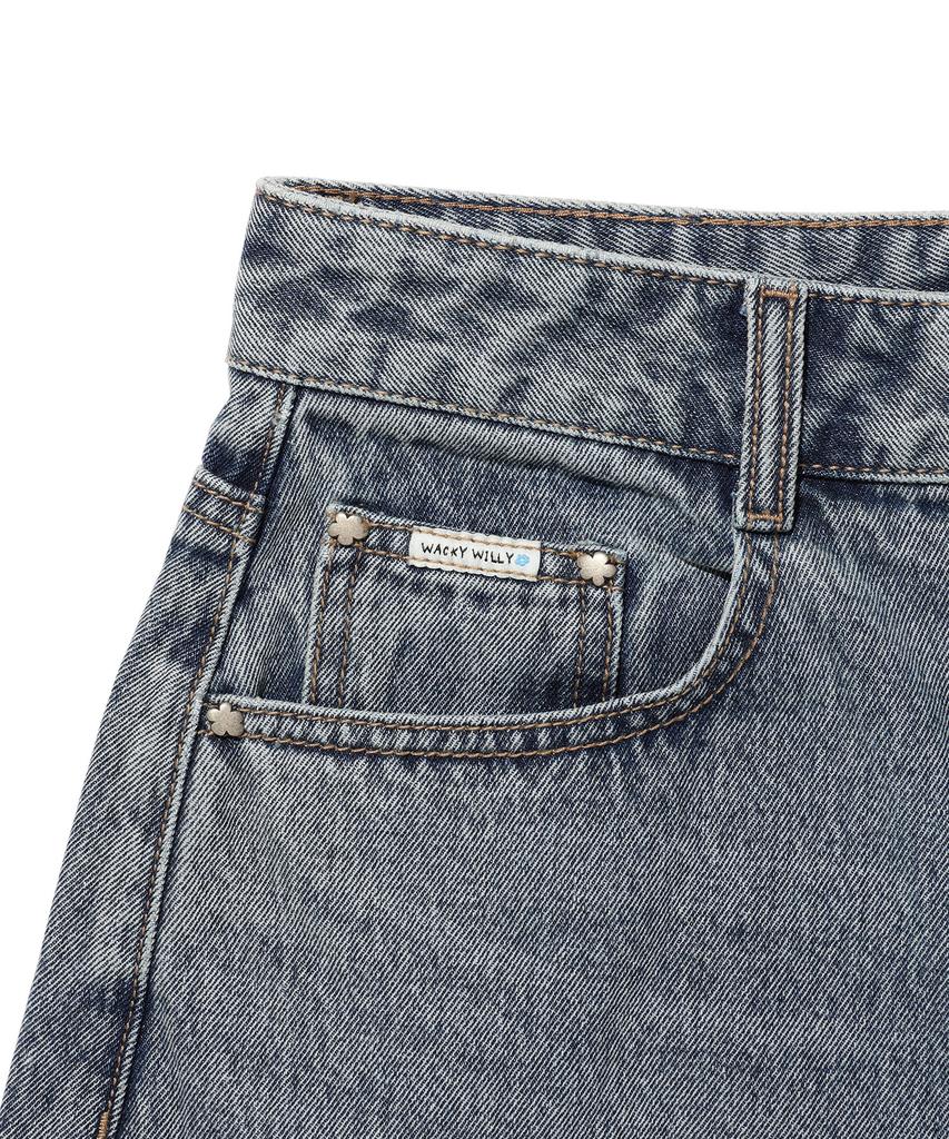 WACKY WILLY Women'S Applique Denim Bermuda Shorts Blue