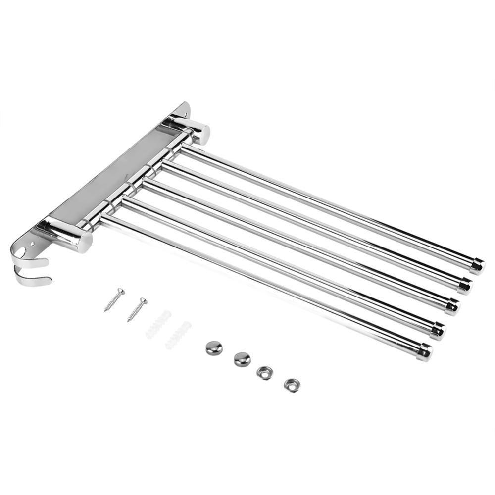 Stainless Steel Rotary Towel Rack Silver Swivel Towel Bar Durable Towel Rack Space Saving