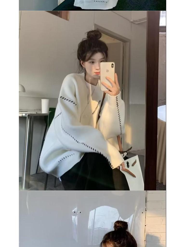 Men's Japanese Style Loose Knit Cardigan - Trendy, Versatile Winter Wear for Couples