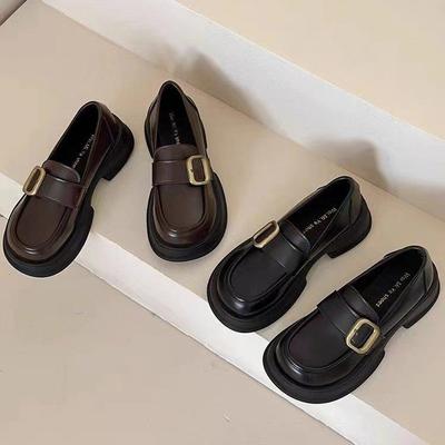 Plattform Britisch Retro Runde Spitze Feder Neu Mary Jane Lederschuhe Maillard Einzelne Schuhe