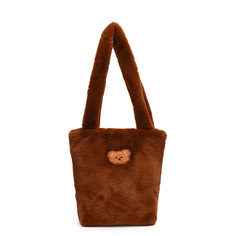 2025 Autumn and Winter New High-value Plush Bag Bucket Bag Large-capacity Portable Shoulder Bag Tote Bag Women's Fashion