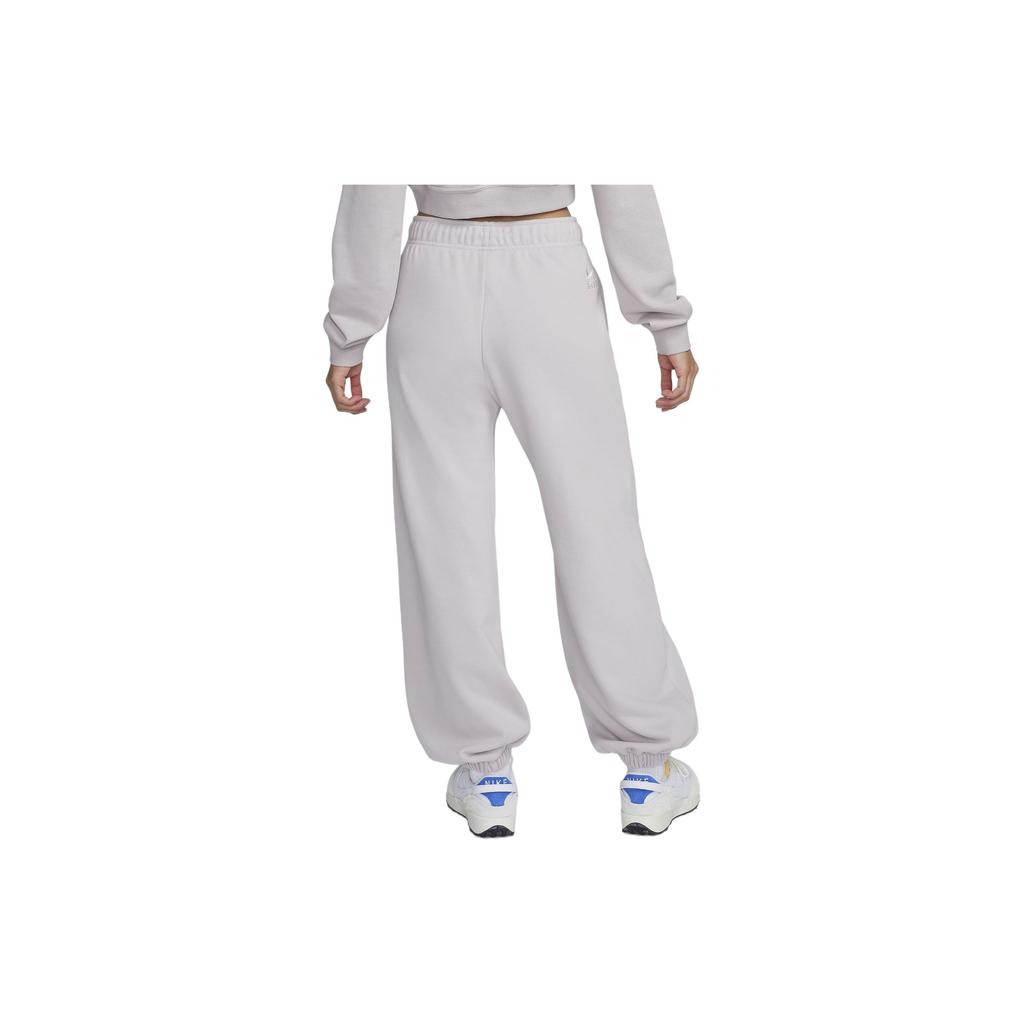 Nike Letter Print Drawstring Cuffed Knit Sports Pants Women Bottoms White Platinum Purple FN1903-019