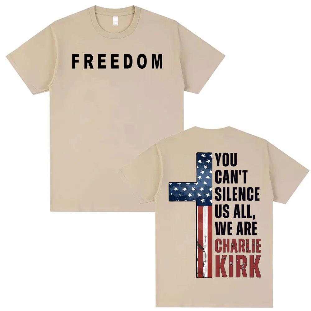 Ihr könnt uns nicht alle zum Schweigen bringen Charlie Kirk Christlich Konservative T-Shirts für Unisex Damen Vintage Gothic T-Shirt Kurzarm T-Shirts