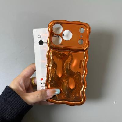 Luxury Plating Wrinkle Wavy Curly Edge Phone Case For iPhone 17 16 15 12 13 14 Pro Max Plus 3D Unevenness Shockproof Matte Cover
