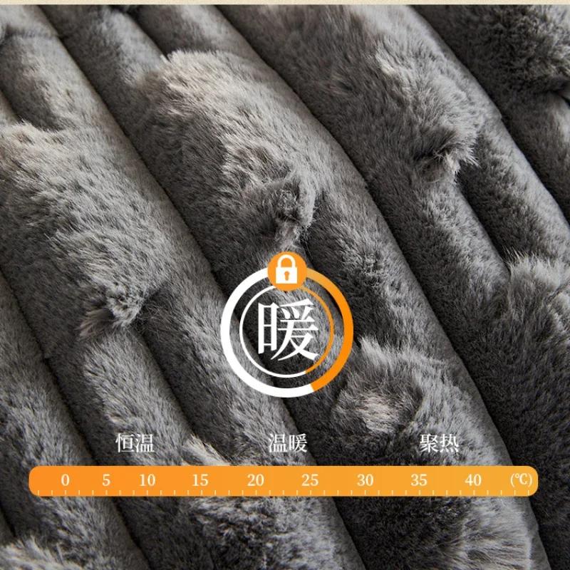 Grey Artificial Rabbit Plush Sofa Cover Thick Warm Non-slip  Soft Tower Winter  Slipcover Cushion Throw Pillowcase Living Room