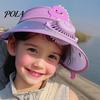 Children Cooling Beach Hat Cartoon Kids Sun Visor with USB Charging Fan UPF50+ Summer Curved for Outdoor Empty Top Wide Brim Sunhat Boys Girls