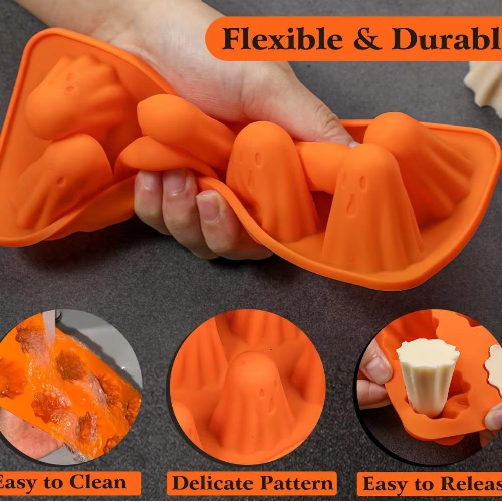 Orange Ghost Jello Mold Silicone Chocolate Mold DIY Halloween Ghost Baking Mold  Kitchen Baking