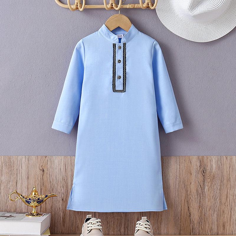 Arabic Style Boys' Embroidered Robe Set for Middle Eastern and Pakistani Teens