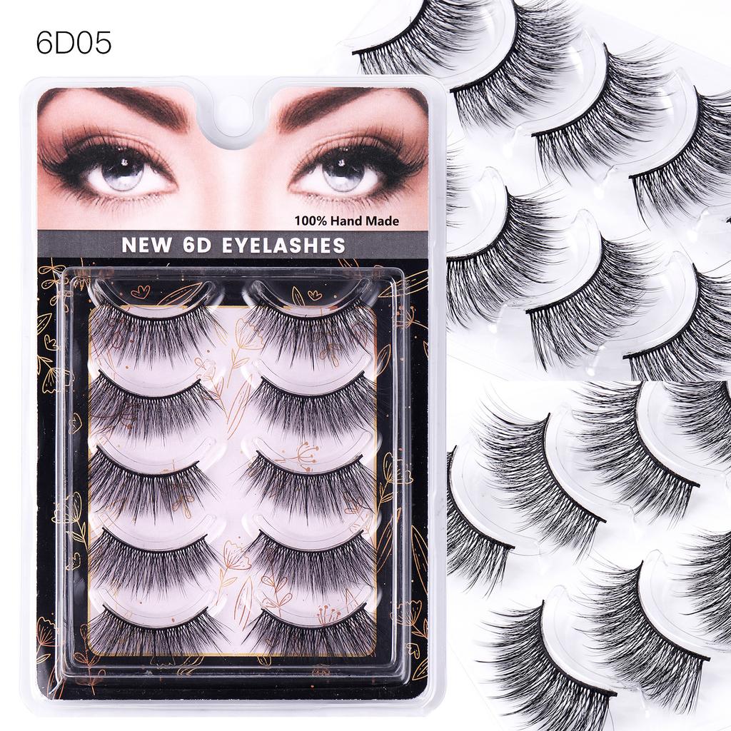 5 Pairs Of Eyelashes 6D Chemical Fiber Three-Dimensional Multi-Layer Crossed False Eyelashes Naturally Curl Eyelashes