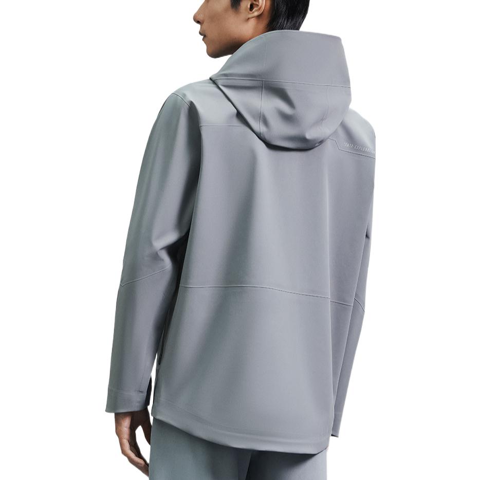 Anta Training Series Solid Color Letter Print Pattern Zipper Hooded Jacket Men Jacket Gray 952247612-3