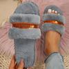 Fashion Winter Bling Cotton Slipper for Women Mix Color Faux Fur Plush Slippers Woman Slip On Non Slip House Flats Furry Slides Mujer
