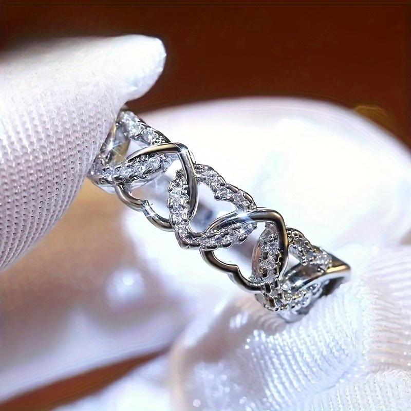 Herzförmiger Setring, Modisch und Kreativ, Liebe zum Umschlingen von Damenringen, Geeignet für tägliche Partys und Bankette