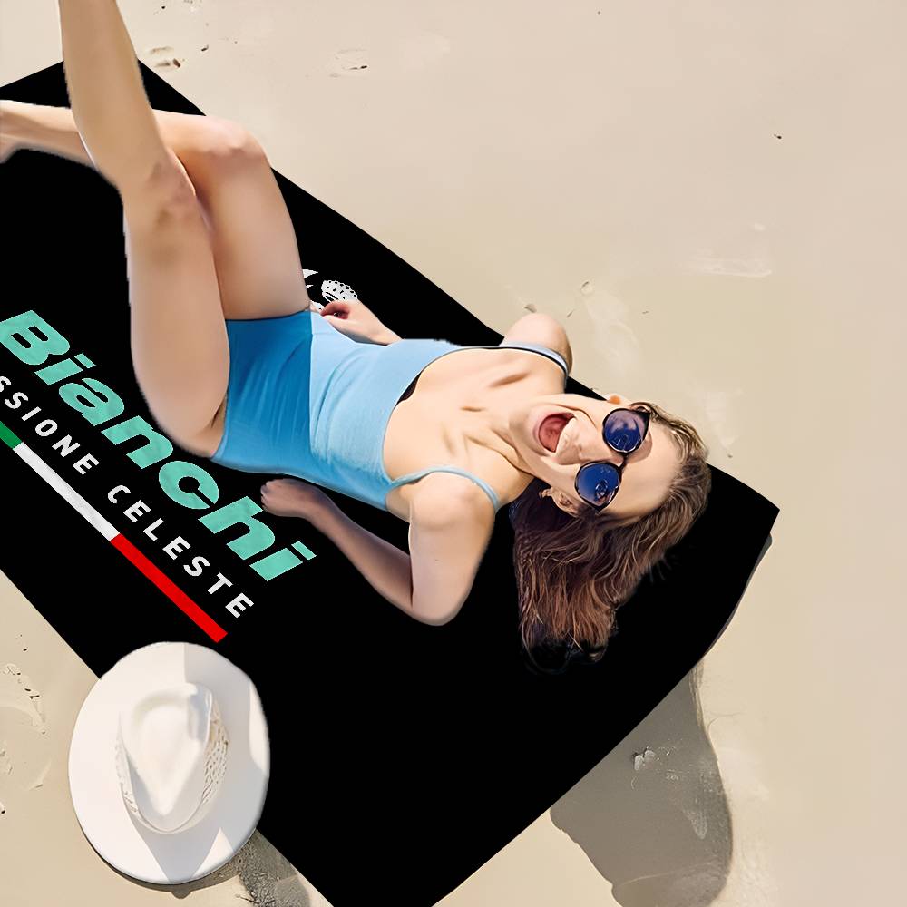 B-bianchi-S Bicycle Logo Microfiber Blanket Quick Drying Beach Towels Oversized Printing Super Absorbent Pool Towel Blanket