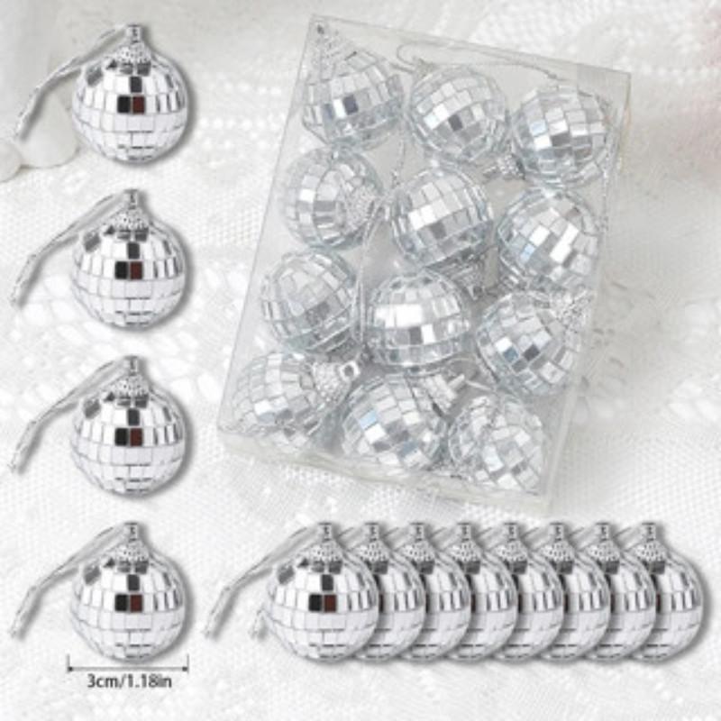 3-24Pcs Mirror Disco Ball Christmas Ball Ornament Set Xmas Tree Hanging Pendant Merry Christmas Decoration for Home New Year Gif
