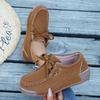 Fashion Faux Suede Sneakers Woman Design Light Weight Slip-on Flat Moccasins Ladies Low Top Lace-up Walking Shoes