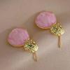 Korean Style Pink Waterdrop Stud Earrings For Women Fashion Romantic Sweet Jewelry Accessories Brincos Girl Gift