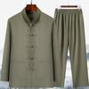 Tang Suit Men's Long-sleeved Chinese Hanfu Spring and Summer Dad Shirt Grandpa Shirt Tai Chi Suit